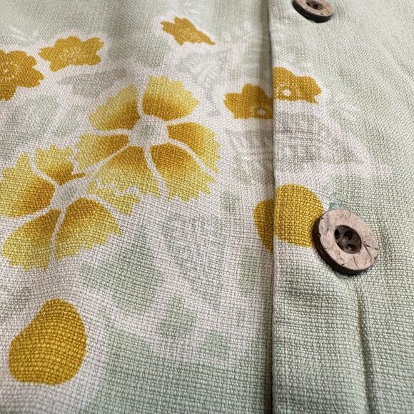 Tommy Bahama 100% Silk Button Up Shirt Sz Large Green Floral Short Sleeve *Spot - Picture 10 of 10